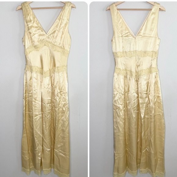 REFORMATION Stasia Silk Dress In Blonde Size 8 - Picture 4 of 6